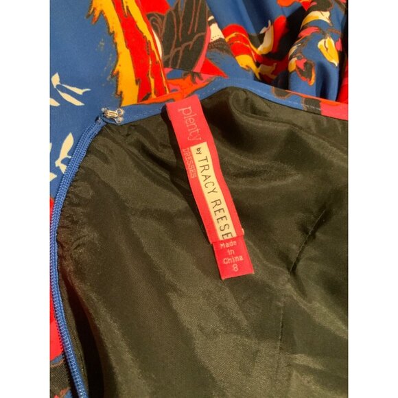 Plenty by Tracy Reese Blue Multicolor Floral Short Sleeve Sheath Dress Size 8 - Picture 7 of 7